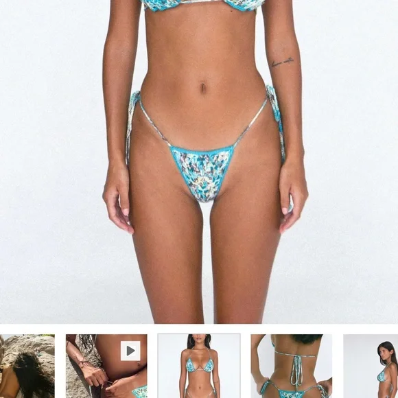 Indah Blue and White Floral Bikini Swim - Picture 1 of 3